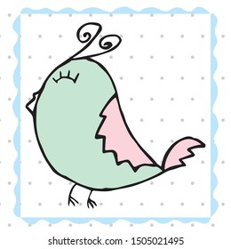 Colorful bird collection. Cute hand drawn bird doodle. Good for posters, stickers, cards, alphabet and nursery decor. Scandinavian kids illustration