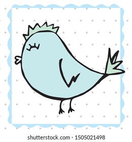 Colorful bird collection. Cute hand drawn bird doodle. Good for posters, stickers, cards, alphabet and nursery decor. Scandinavian kids illustration