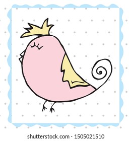 Colorful bird collection. Cute hand drawn bird doodle. Good for posters, stickers, cards, alphabet and nursery decor. Scandinavian kids illustration