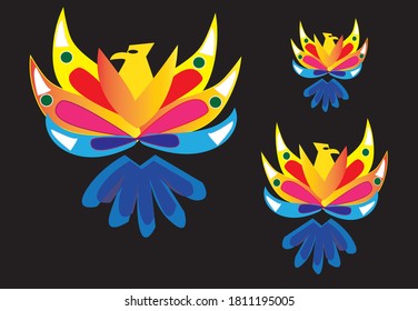 Colorful bird drawing design and black background