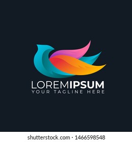 colorful bird eagle phoenix logo with wings logo vector