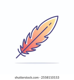 Colorful bird feather icon. Warm-toned feather; symbolizes writing, freedom, lightness