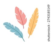 colorful bird feathers set, vibrant decorative plumage collection - vector illustration