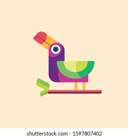 colorful bird in flat design vector