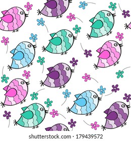 Colorful bird and flower pattern