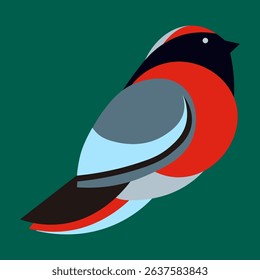 Colorful bird icon on dark green background, vector illustration.