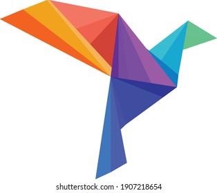 Colorful Bird Illustration Origami Style, Vector, Luxury Icon