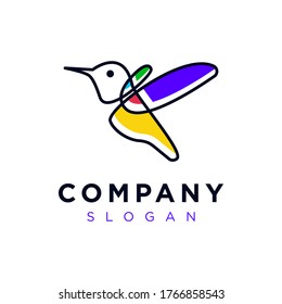Colorful Bird Line Art  Abstract Logo icon concept.