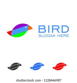 colorful bird logo.