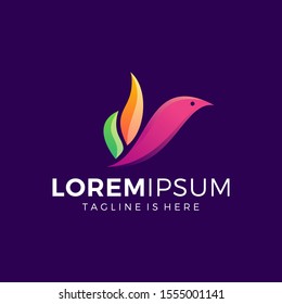 Colorful bird logo design gradient color