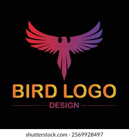 Colorful bird logo design with gradient wings for modern branding, creative business identity