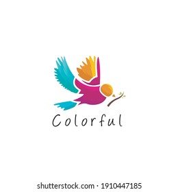 Colorful Bird Logo Design Symbol Template Flat Style Vector Illustration	