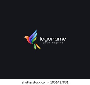 colorful bird logo design template