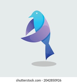 Colorful bird logo design template