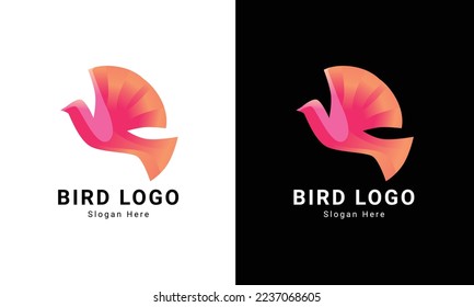Colorful Bird logo design.  Logo template. Isolated birds on white and black background