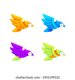 colorful bird logo design vector