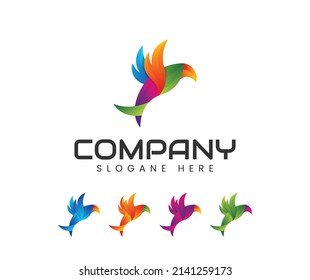 Colorful bird logo design vector template