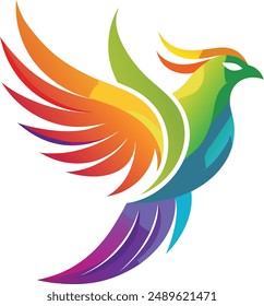 Un degradado de logotipo de pájaro colorido