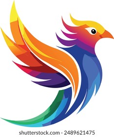 Un degradado de logotipo de pájaro colorido