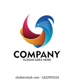 colorful bird logo, illustration bird design art, phoenix ,eagle, dove - vector