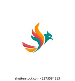 Colorful bird logo on white background