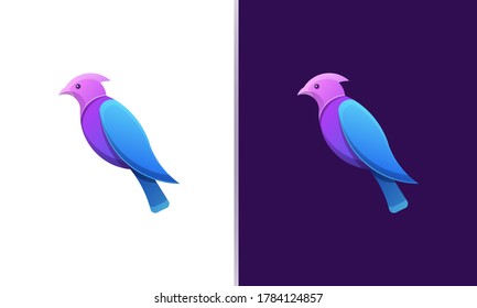 Colorful bird logo template on a white and solid color isolated background logo design vector