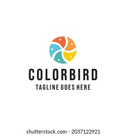 colorful bird Logo vector design. modern circle symbol icon graphic. animal emblem for Company and business
