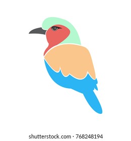 Colorful bird logo. Vector illustration isolated on white background. Beautiful and elegant bird. Flat vector.