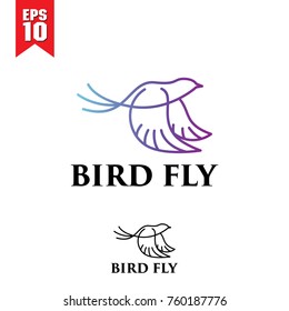 colorful bird monoline logo design