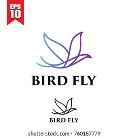 colorful bird monoline logo design