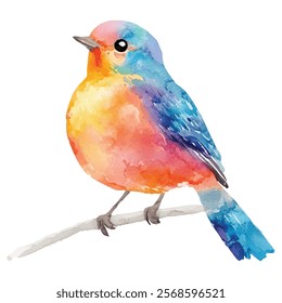 colorful bird on branch. background isolated vector illustration.Perfect for nature-themed designs, greeting cards, or home decor. Captures the detailed beauty and charm of this iconic bird.