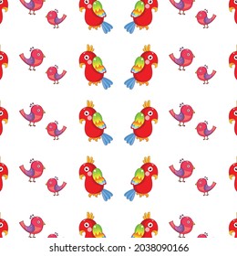 colorful bird patterns on white background, vector textile fabric background