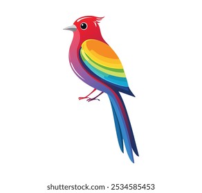 Un pájaro colorido con un arco iris