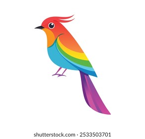 Un pájaro colorido con una cola del color del arco iris