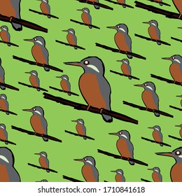 Colorful bird repeat pattern print background
