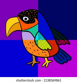 Colorful bird Shape,decorative, hand drawn vector illustration.