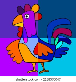 Colorful bird Shape,decorative, hand drawn vector illustration.