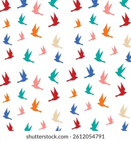Colorful Bird Silhouette Pattern Design for Fabric and Wallpaper