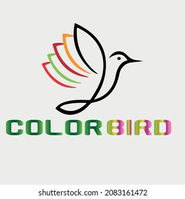 Colorful bird sitting abstract logo linear style  Vector  This logo illustrates fun, and entertainment, in addition, a soft color logo is the best especially for the company’s brand,  