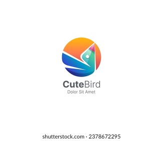 Colorful bird with sun logo gradient