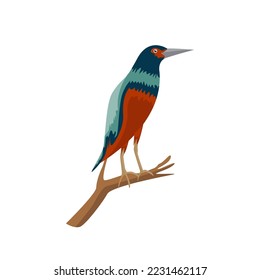 Colorful bird that sits on a tree branch logo design. Vector design of little bird with beautiful colors feathers