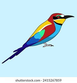 Colorful bird vector illustration. bee eater