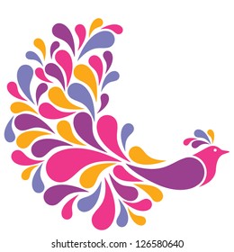 Colorful Bird vector illustration. Image fits in a circle.