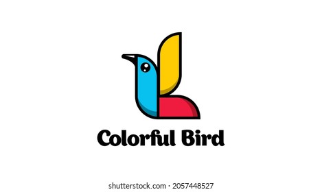 Colorful bird vector logo. Flying bird logo icon.