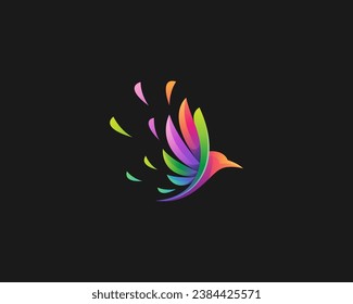Colorful bird wings logo template
