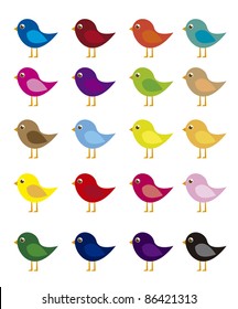 colorful birds cartoon isolated over white background. vector