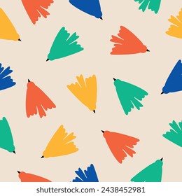Colorful birds hand drawn vector illustration. Cute swallow in flat style seamless pattern for kids fabric or wallpaper.