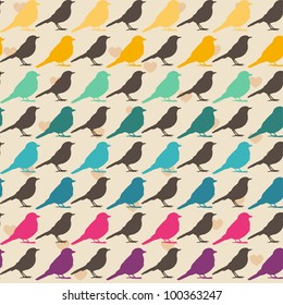 Colorful birds seamless pattern.