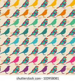 Colorful birds seamless pattern.