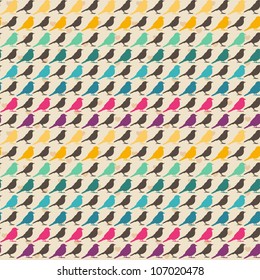 Colorful birds seamless pattern.